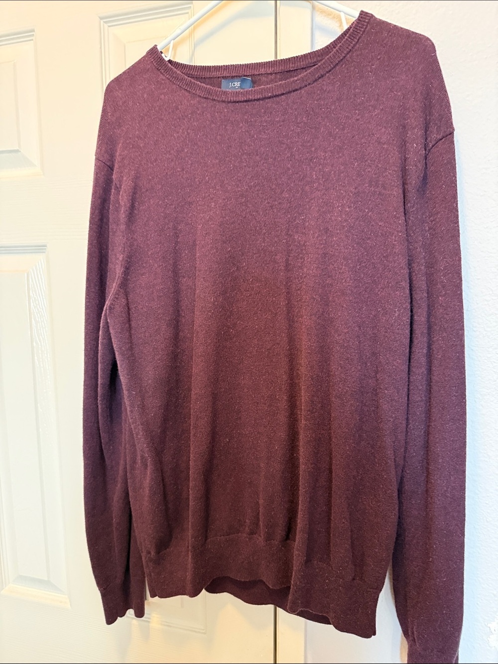 J. Crew Men's Wool and Cotton Crewneck Sweater - Burgundy